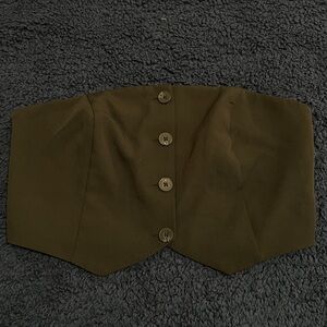 Black Buttoned Strapless Top